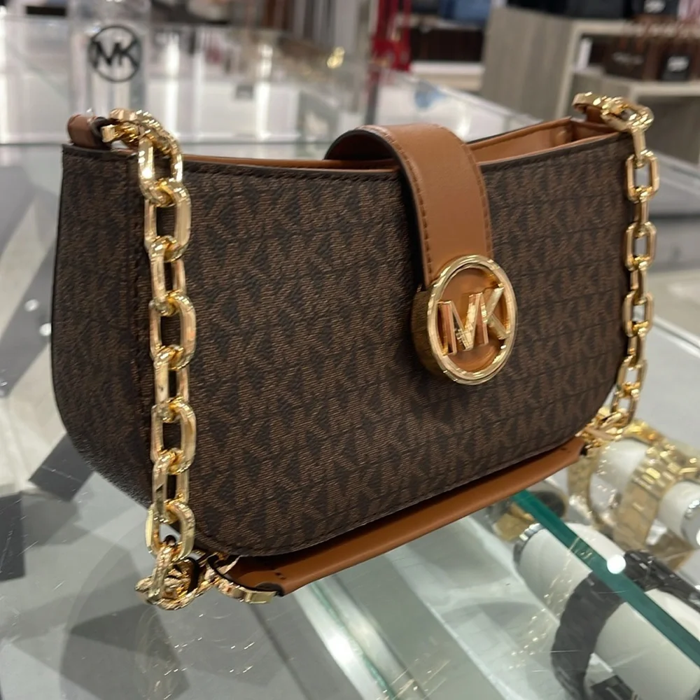 Michael Kors Carmen Small Logo Shoulder Pouchette Bag in Brown
NWT - Picture 13 of 16